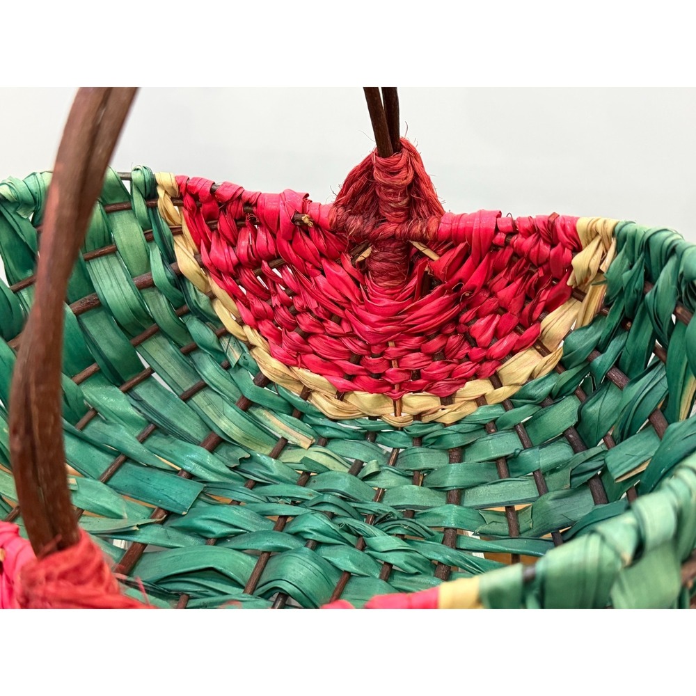 Watermelon Woven Basket Wicker Cane Picnic Straw Country Farmhouse Chic - Picture 6 of 15
